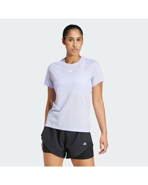 Adidas Originals White Aeroready Train Essentials Minimal Branding Crewneck Tee
