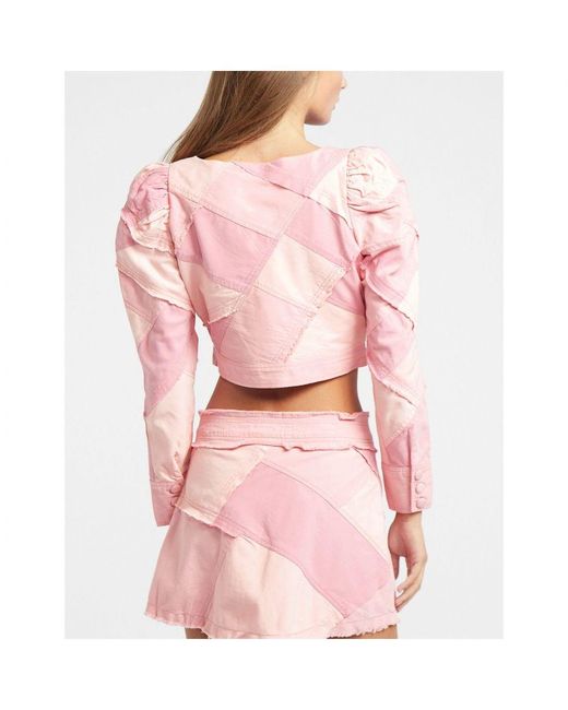 LoveShackFancy Pink Womenss Love Shack Fancy Eleora Crop Jacket