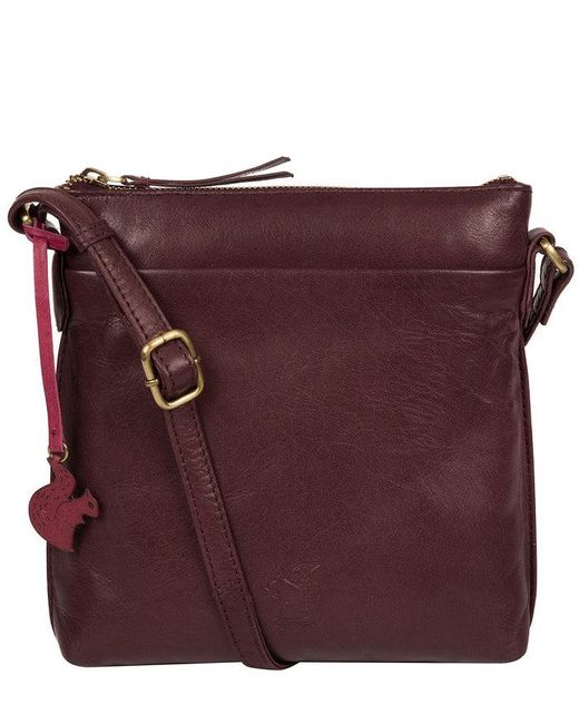 Conkca Purple 'Nikita' Plum Leather Cross Body Bag