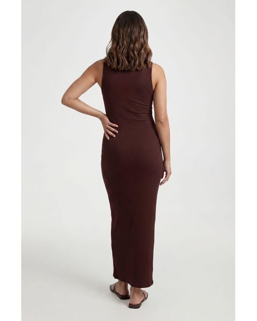 Boohoo Red Maternity Rib Scoop Neck Maxi Dress