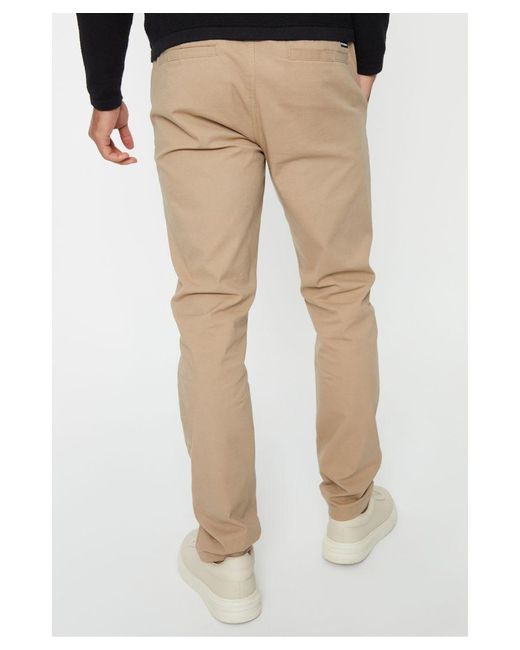 Threadbare Natural 'Cory' Slim Fit Pull-On Chino Trousers for men