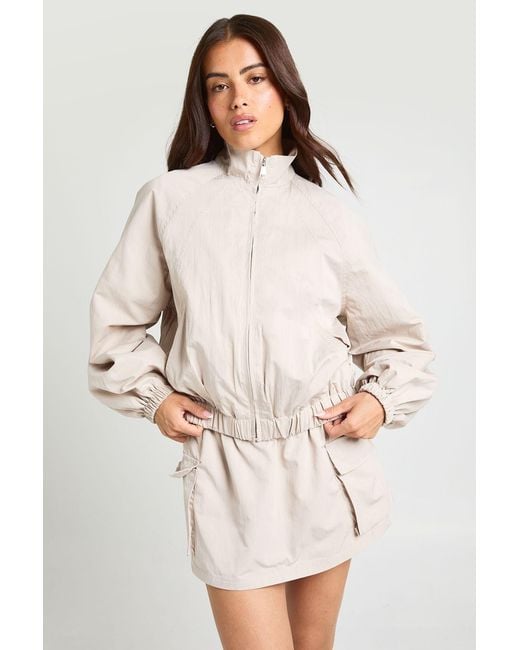 Boohoo Natural Funnel Neck Bomber Jacket
