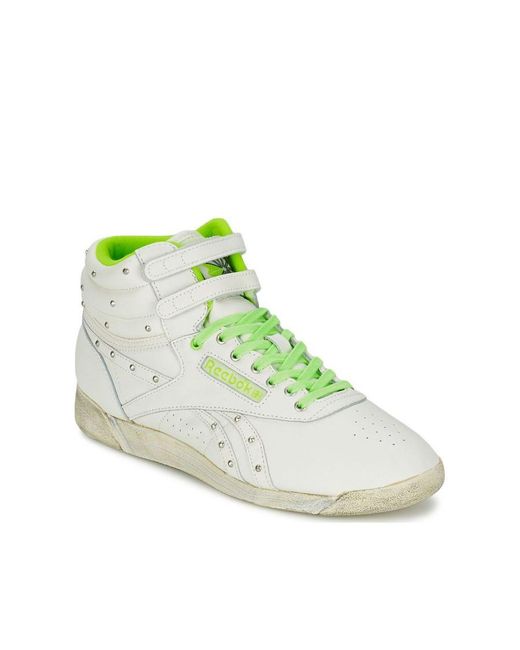 Reebok Green Freestyle Hi Vintage White Trainers Leather