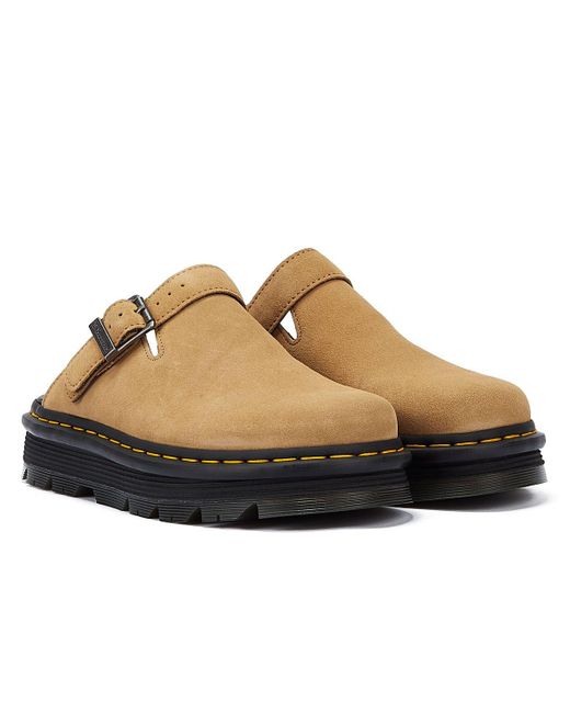Dr. Martens Brown Zebzag Mule Eh Suede Savannah Tan Clogs