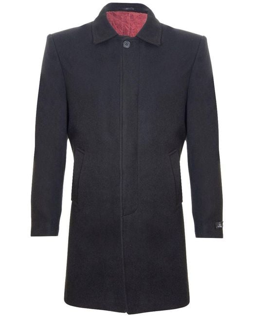 TruClothing Blue 3/4 Long Wool Coat Crombie Overcoat Jacket Peaky Blinders Slim Fit for men