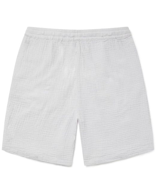 Albam White Crinkle Textured Bermuda Shorts for men