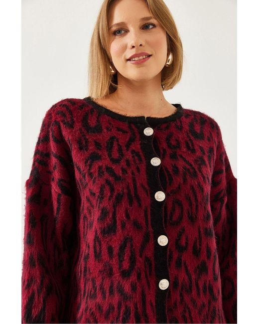 Bianco Lucci Oversized Embroidered Knitwear Cardigan