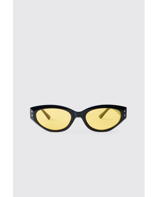 BoohooMAN White Tinted Oval Chunky Sunglasses for men