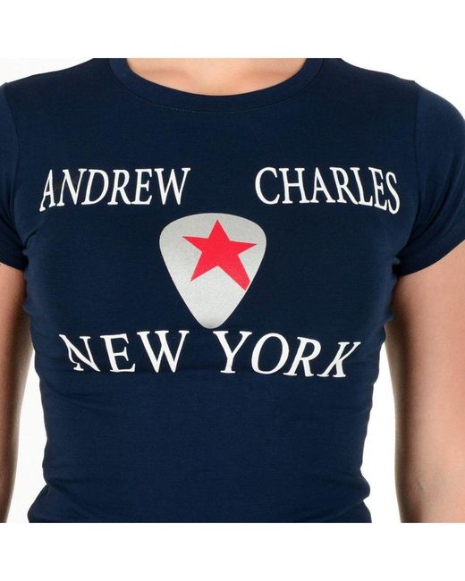 Andrew Charles by Andy Hilfiger Blue T-Shirt Ts501 03 1002 Tarana S14 Cotton