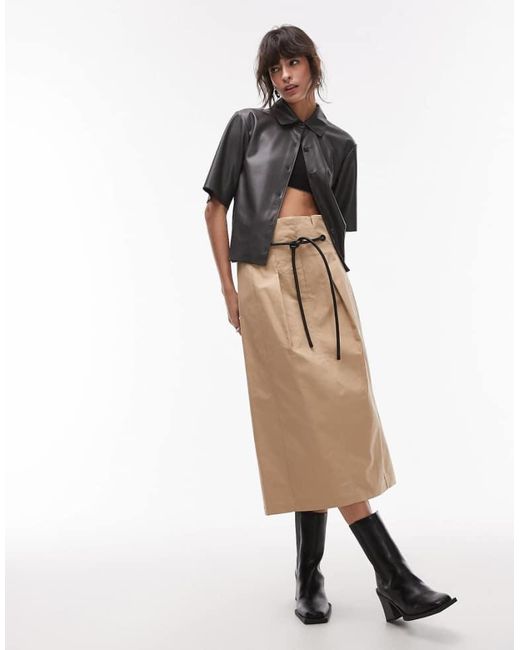 ASOS Natural Deconstructed High Waist Belted Skirt