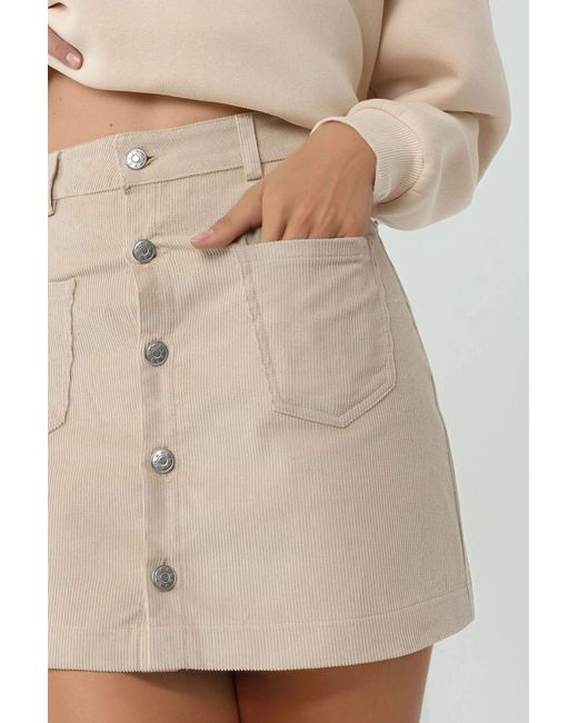 Hiccup Natural High Waist Straight Mini Skirt With Button Closure