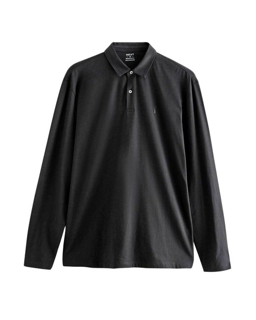 Secret Label Black Cotton Rich Long Sleeve Polo Shirt for men