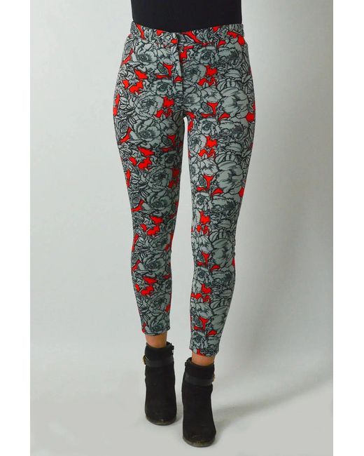 Secret Label Gray Floral Scuba Jeggings