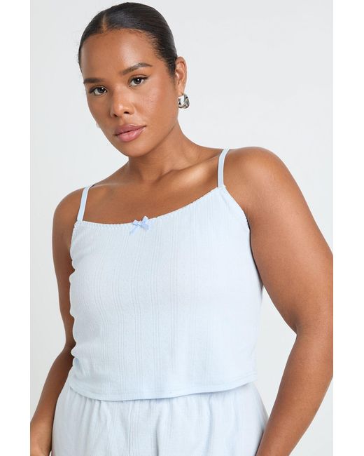 Boohoo White Plus Pointelle Cami Pyjama Top