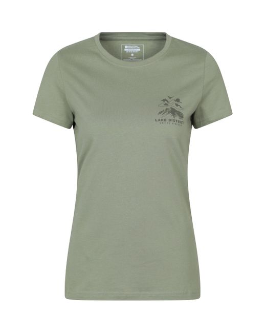 Mountain Warehouse Green Regional Lake District Graphic Tee Breathable Casual Everyday T-Shirt Cotton