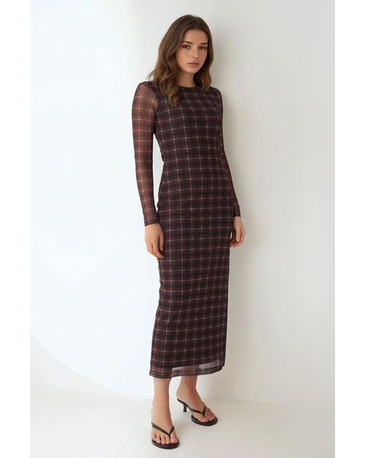 Hiccup Multicolor Plaid Bodycon Midi Dress