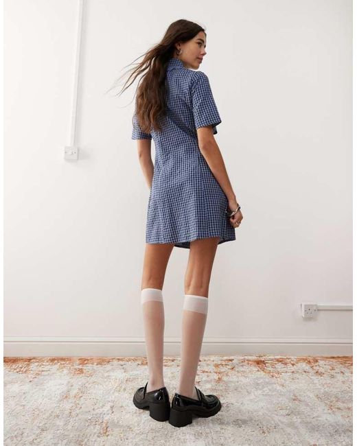 Reclaimed Vintage Blue Mini Shirt Dress