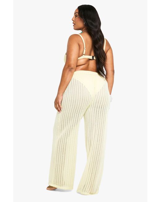 Boohoo Yellow Plus Tie Waist Elasticated Waist Beach Trouser