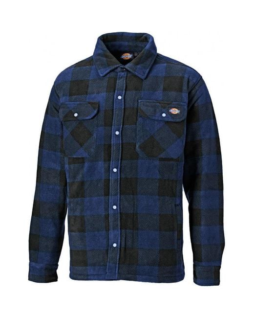 Dickies Blue Portland Long Sleeve Polar Fleece Padded Shirt for men
