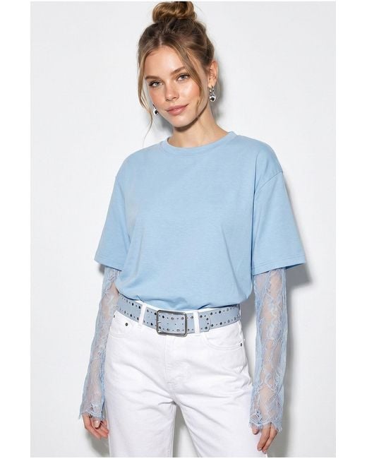 Bianco Lucci Blue Cotton- T-Shirt