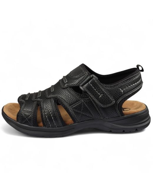 Infinity Leather Black Lightweight Open Toe Casual Sandals for men