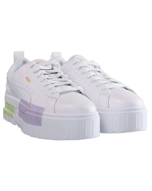 PUMA White Mayze Mis Trainers Leather (Archived)