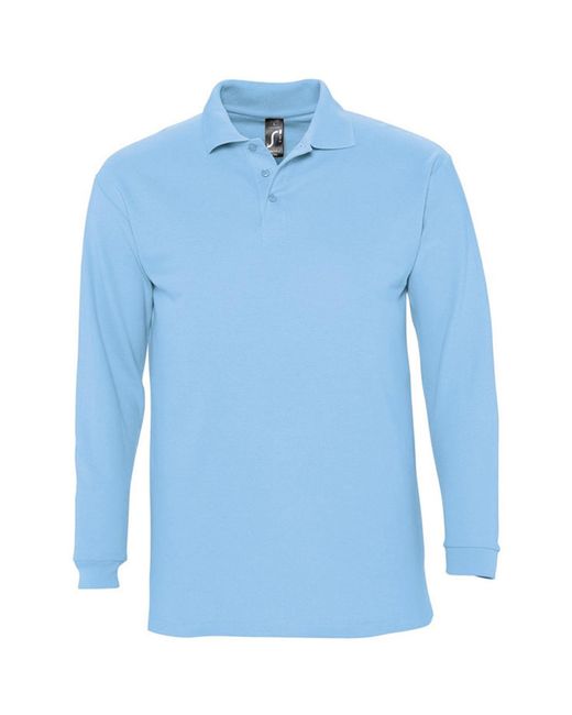 Sol's Blue Winter Ii Long Sleeve Pique Cotton Polo Shirt (Sky) for men