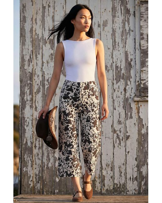D.u.s.k Gray Cow Print Wide Leg Jean