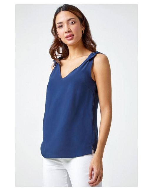 Roman Blue Tie Detail Strap Cami Top