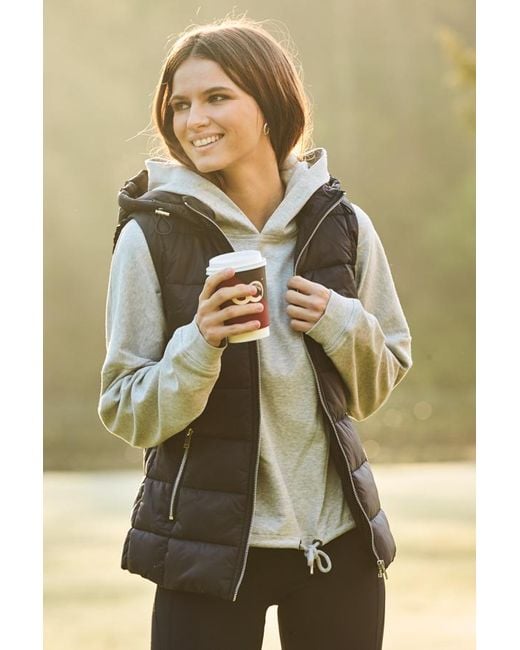Sosandar Black Padded Gilet With Zip Pockets & Hood