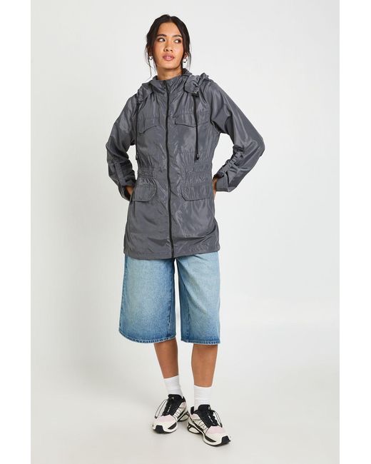 Boohoo Blue Synch Waist Hooded Festival Mac