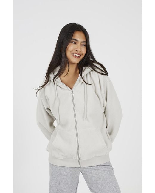 Brave Soul White Zip Through Polar Fleece Hoodie