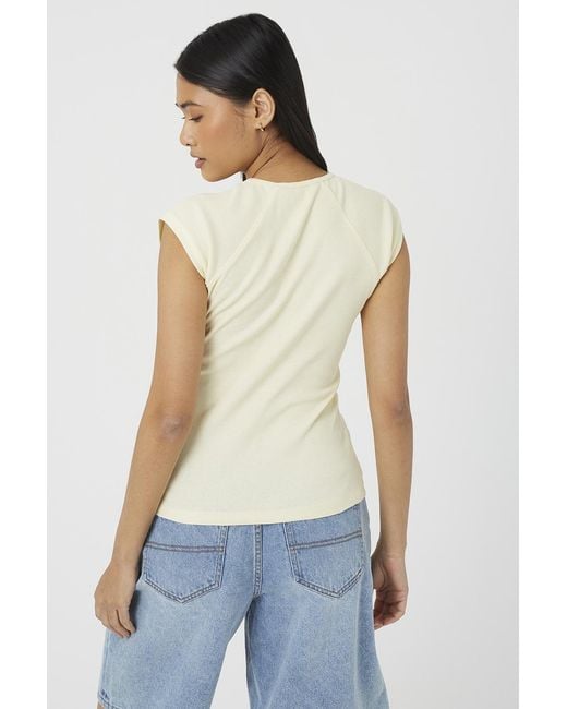 Brave Soul Blue Cap Sleeve V-Neck Fitted T-Shirt