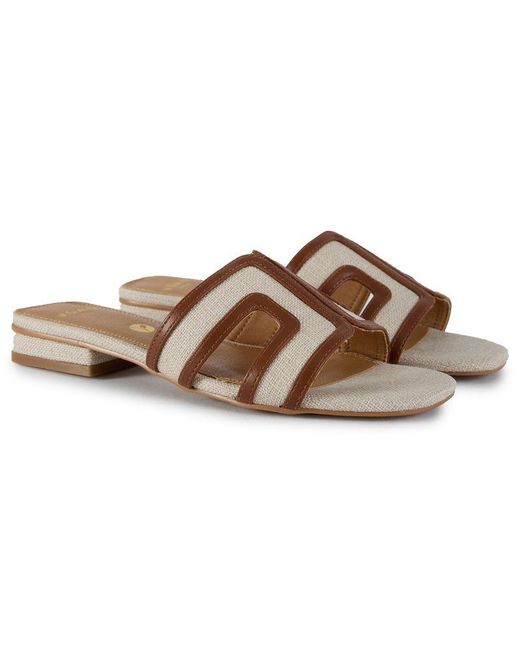 V.Gan Brown Vegan Bok 2 Weave Slide Sandals