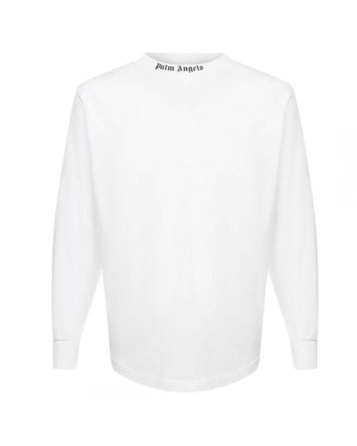 Palm Angels White Double Classic Logo Long Sleeve T-Shirt for men