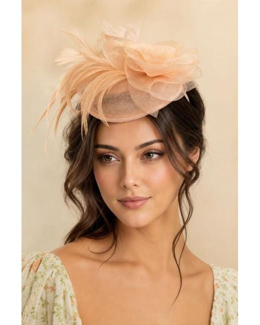 SVNX Pink Feather & Swirl Flower Disc Fascinator
