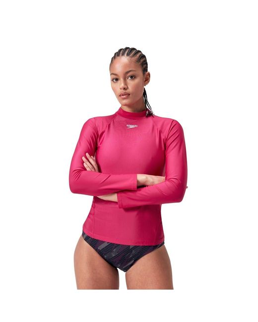 Speedo Pink Ess Ls Sp Top