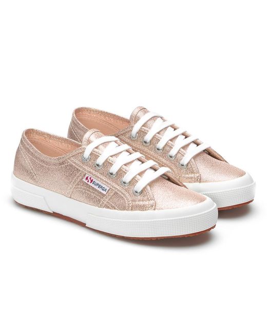 Superga White Ladies 2750 Lamew Metallic Trainers (Rose Platinum)