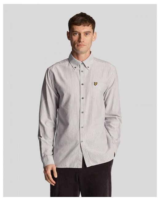 Lyle & Scott Gray Stripe Oxford Shirt for men