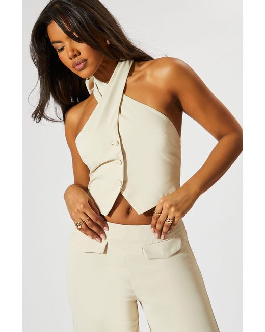 MissPap White Tailored Halter Neck Waistcoat