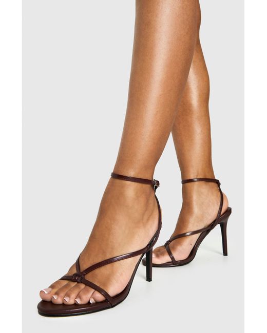 Boohoo Red Wide Fit Knot Detail High Stiletto Heels