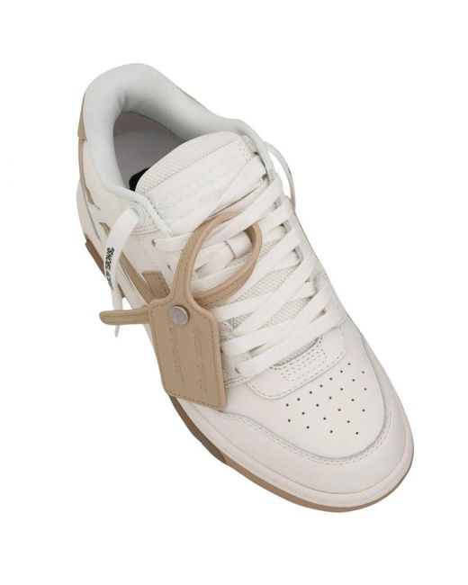 Off-White c/o Virgil Abloh White Off- Out Of Office Low Top Sand Leather Sneakers