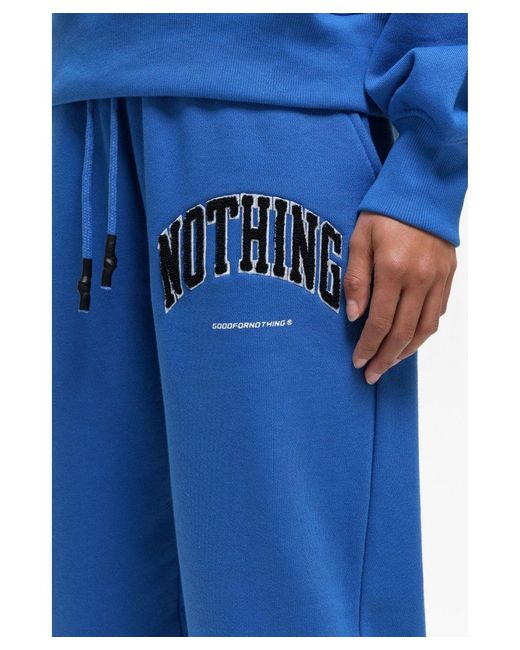 Good For Nothing Blue Oversized Cotton Blend Boucle Logo Jogger
