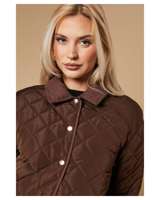 Oasis Brown Padded Cord Collar Jacket