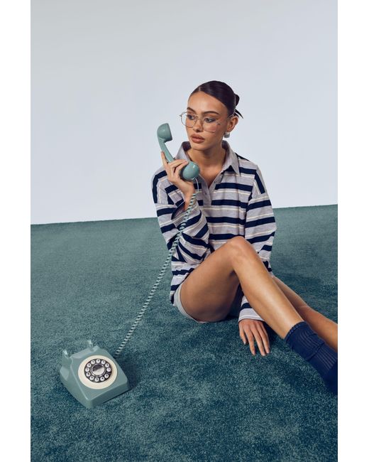 Boohoo Gray Stripe Rugby Top