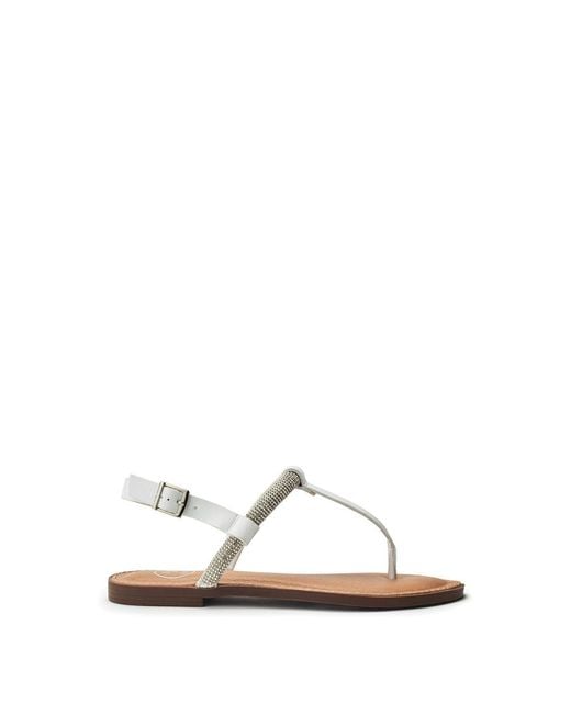 b.soleful White Livora Sandals Faux Leather