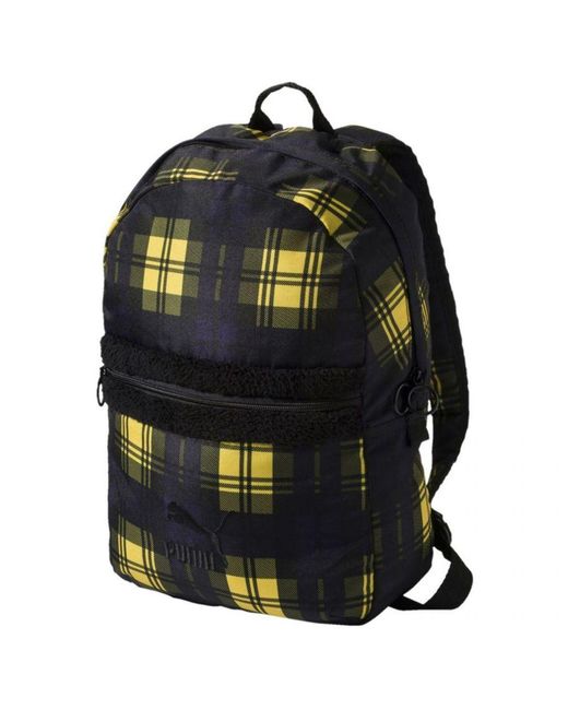 PUMA Black Prime Varsity Backpack Plaid Bag 075548 01 for men