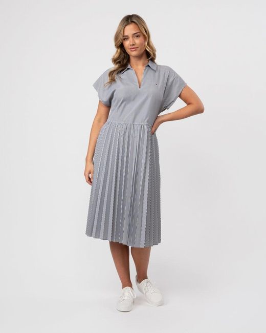 Tommy Hilfiger Blue Ithaka Pleat Midi Polo Dress