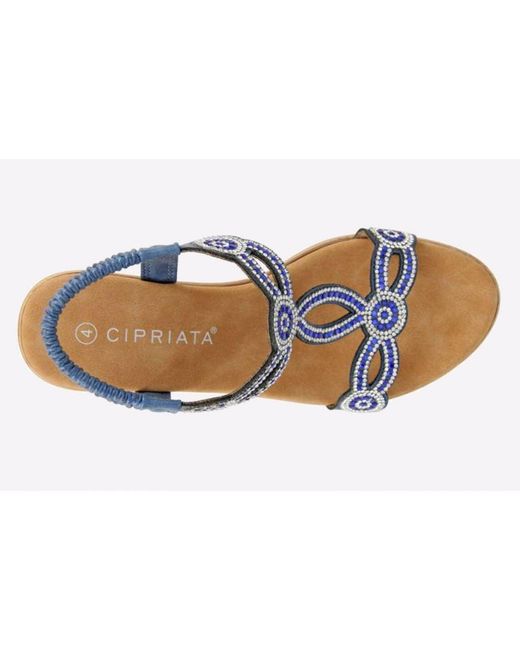 Cipriata Blue Ora Jewelled Wedge Sandal