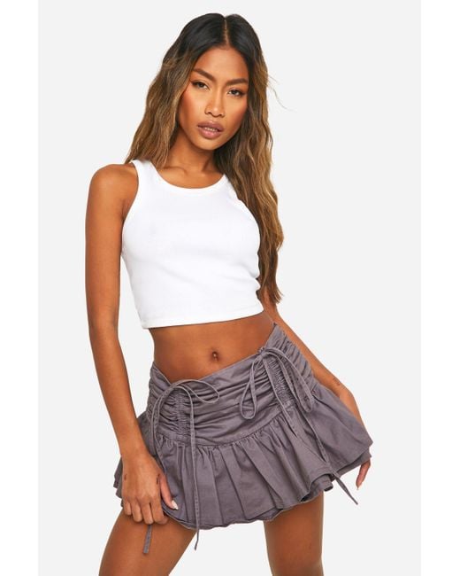 Boohoo White Ruched Micro Mini Skirt